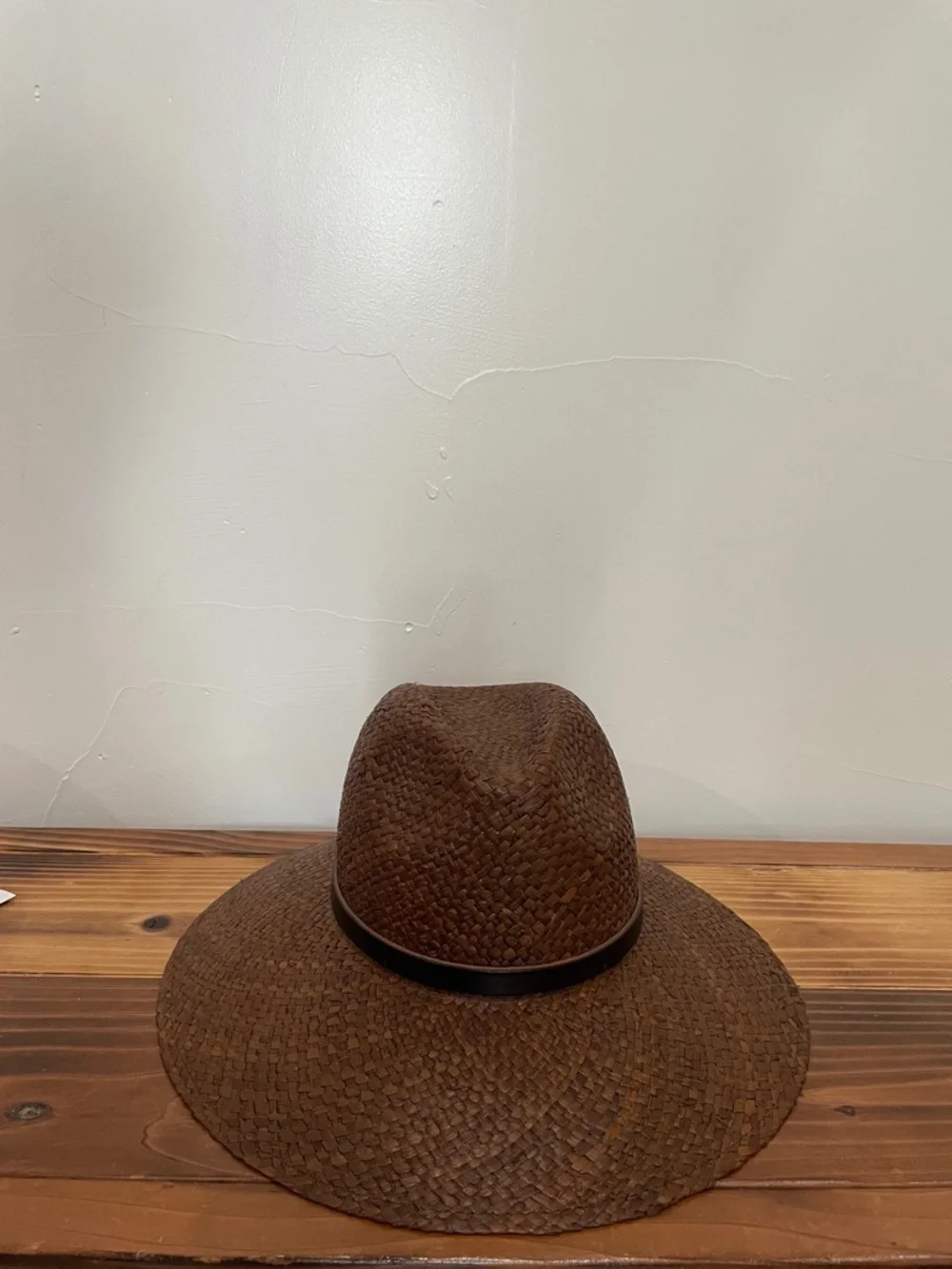 Janessa Leone Dora Raffia Straw Fedora Hat Brown